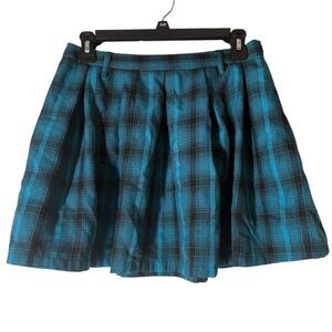 Hot Topic Blue Black Plaid Mini Skirt Sz S Skater Grunge Academia Schoolgirl